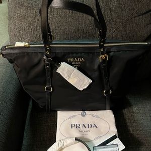 PRADA Tessuto Saffiano Nylon Tote W/ Strap